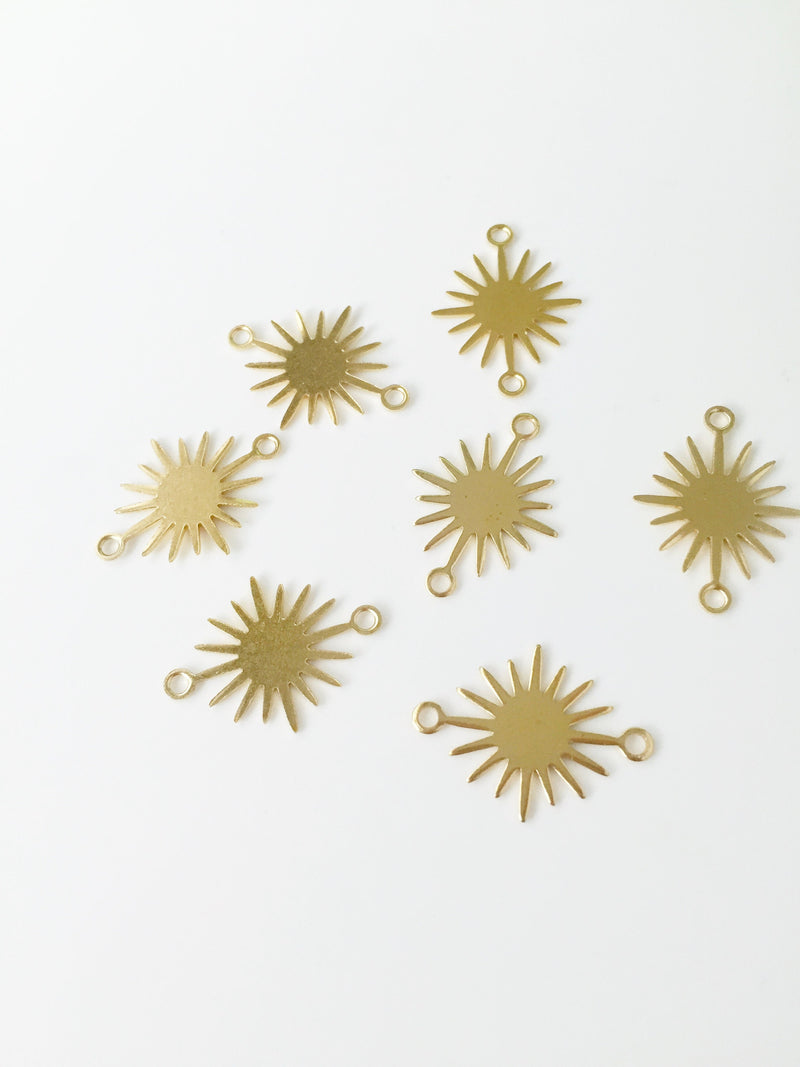 8 x Raw Brass Gold Sun Connectors, 18x13mm (C0121)