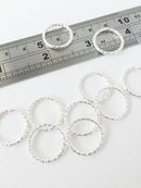 20 x Textured Silver Plated Hoop Connectors, 18mm (1709)