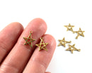 8 x Raw Brass Open Star Charms, 14x11mm (C0434)