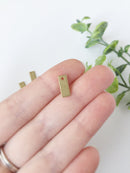 10 x Raw Brass Flat Bar Charms, 12x5mm Rectangular Pendants (C0009)