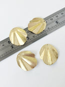 2 x Textured Raw Brass Oval Fan Pendants, 25x30mm (C0034)