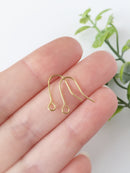 10 pairs x Plain Raw Brass Ear Wire Gold Tone Earring Hooks 15mm(C0717)