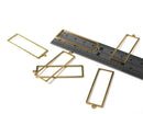 2 x Raw Brass Open Rectangle Charms, 45x15mm Rectangle Open Bezel Pendants (C0106)