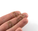 8 x Raw Brass Open Rectangle Connectors, 16x9mm (C0154)