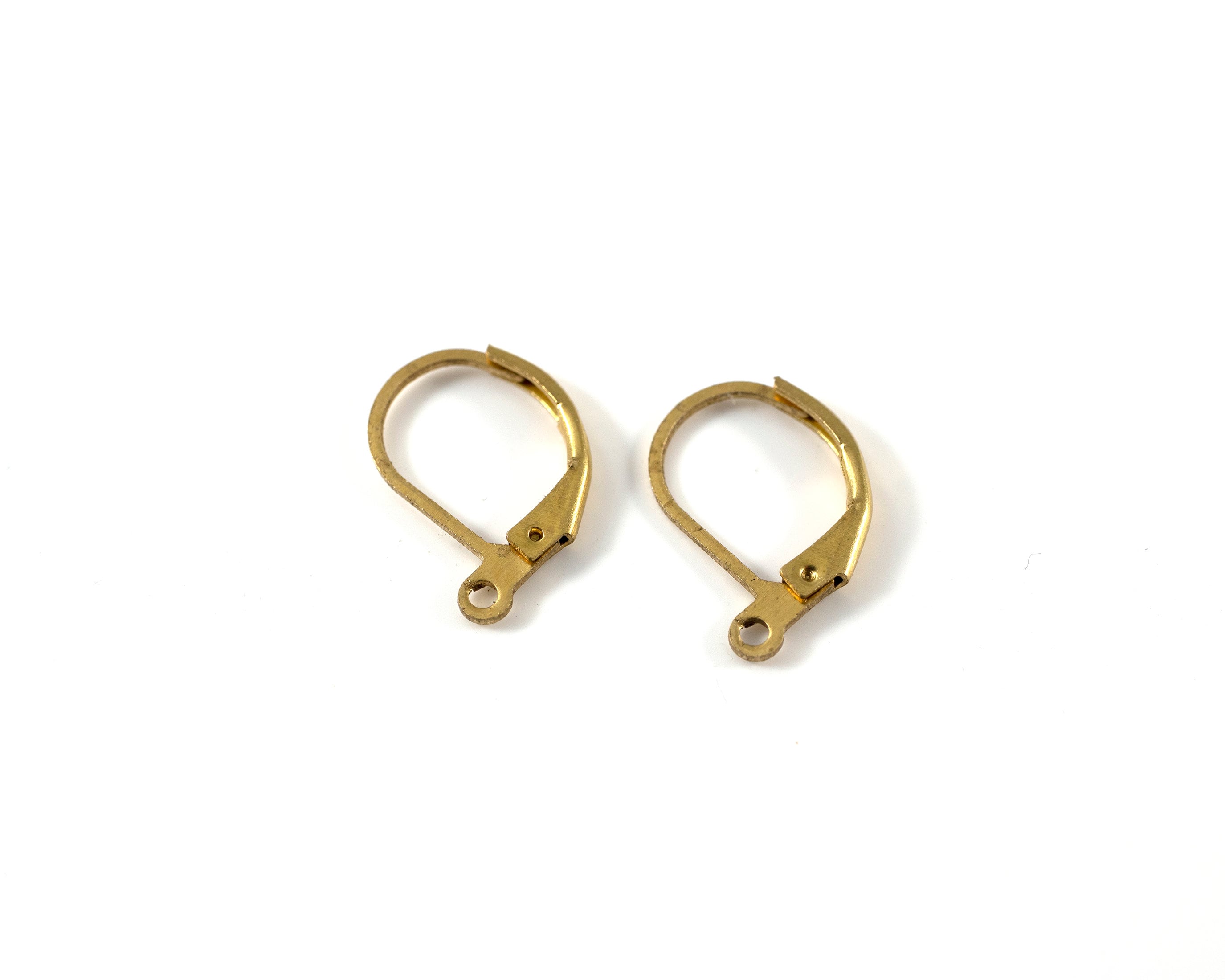 1 pair x Raw Brass Leverback Earring Clasps, 16x10mm (C0427)