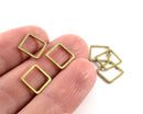 18 x Raw Brass 10mm Square Connectors, 10mm (C0272)