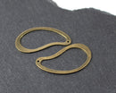 4 x Raw Brass Bean Kidney Charms, 32x18mm (C0108)