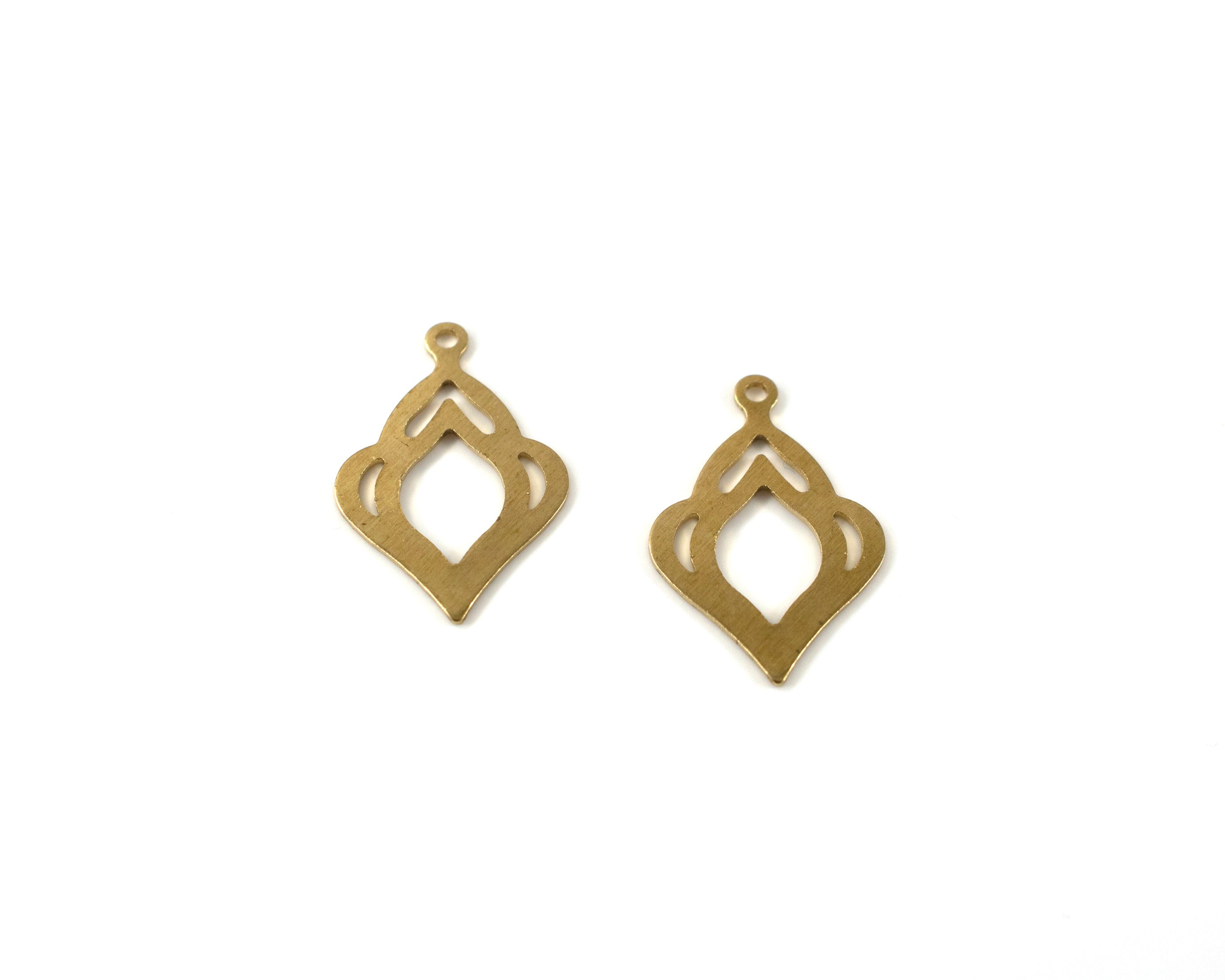 8 x Raw Brass Moroccan Teardrop Pendants, 25x17mm (C0290)