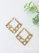 2 x Large Raw Brass Open Rhombus Connector, 32mm (C0040)