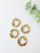 4 x Wavy Raw Brass Hoop Charms, 23mm (C0036)