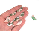 8 x Green Pink Half Circle Cellulose Acetate Charms, 13x11mm (C0571)