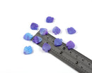 8 x Cellulose Acetate Purple with Glitter Petal Beads, 15x13mm
