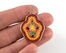 1 x Antique Gold Beaded Orange Pendant, 36x26mm (C0396)