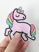 Unicorn Iron-on Patch, Holographic Unicorn Embroidery