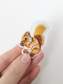 Squirrel Iron-on Patch, Embroidered Squirrel Motif