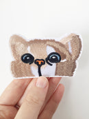 Peeping Cat Iron-on Patch, Embroidered Cat Motif