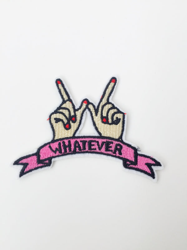 Whatever Iron-on Patch, Hands Gesture Motif, Sign Language Applique