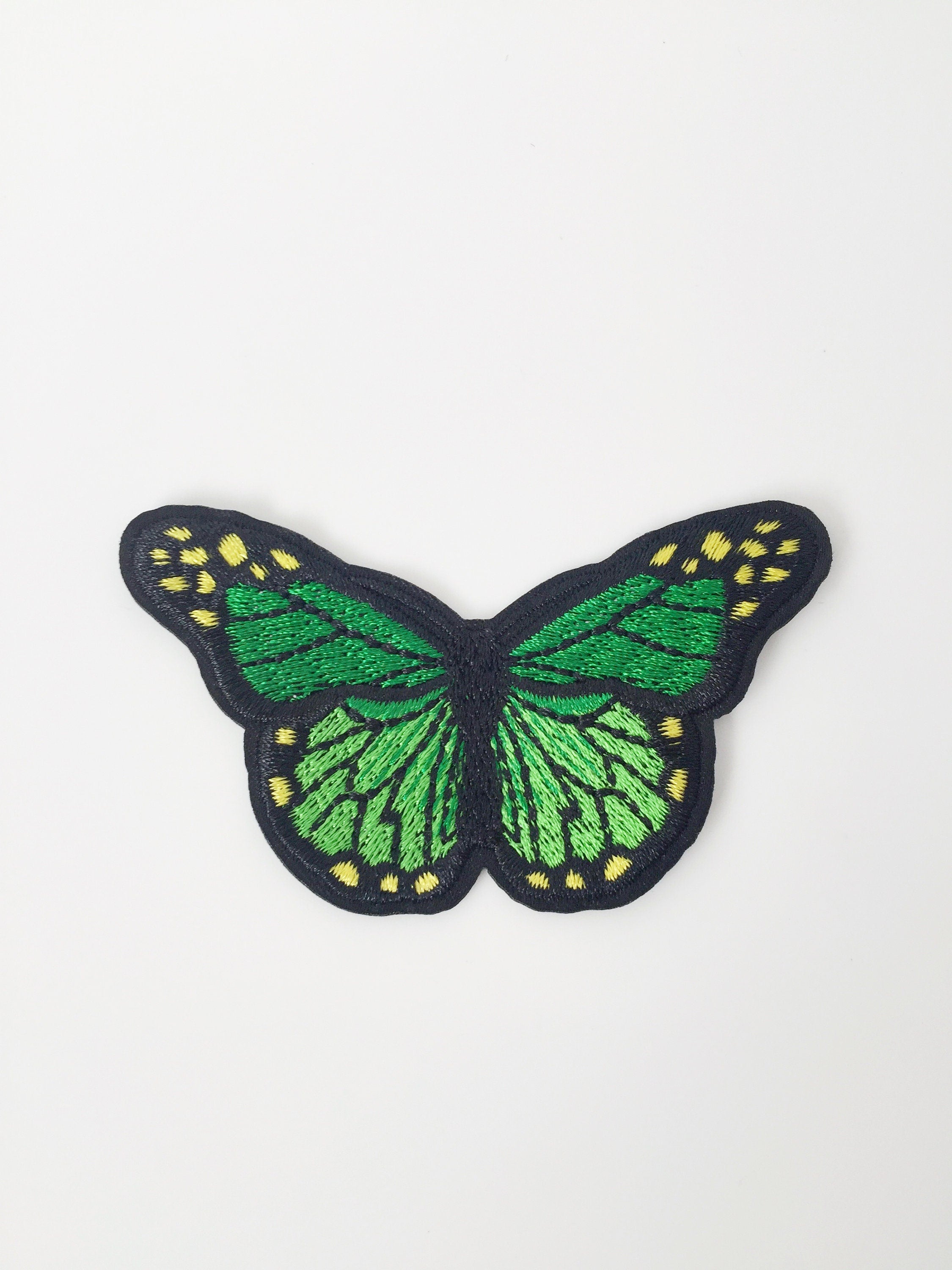 Green Butterfly Iron-on Patch, Embroidered Butterfly Badge