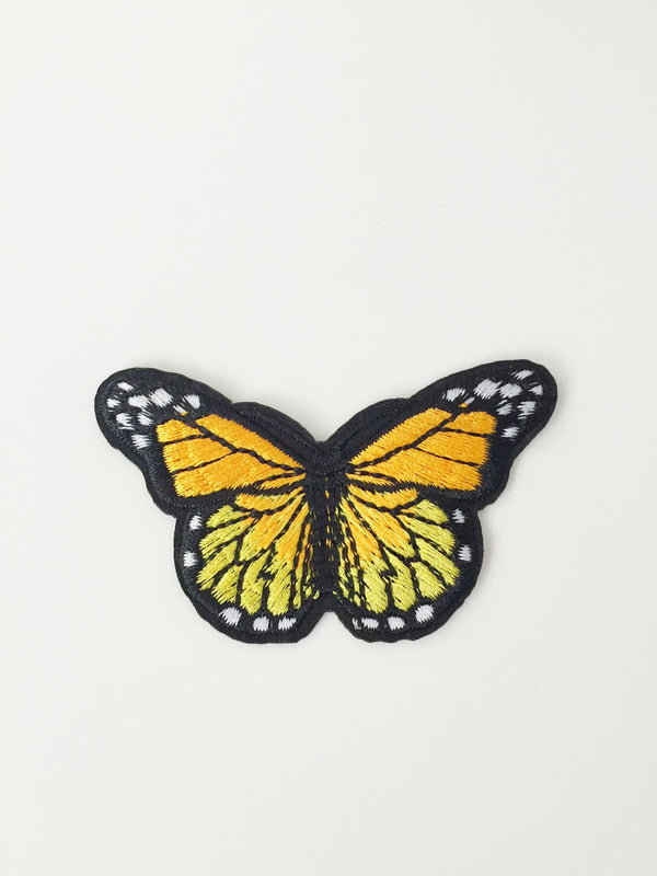 Yellow Butterfly Iron-on Patch, Embroidered Butterfly Badge