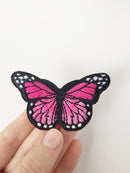 Fuchsia Butterfly Iron-on Patch, Embroidered Butterfly Badge