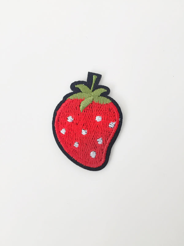 Strawberry Iron-on Patch, Embroidered Strawberry Applique