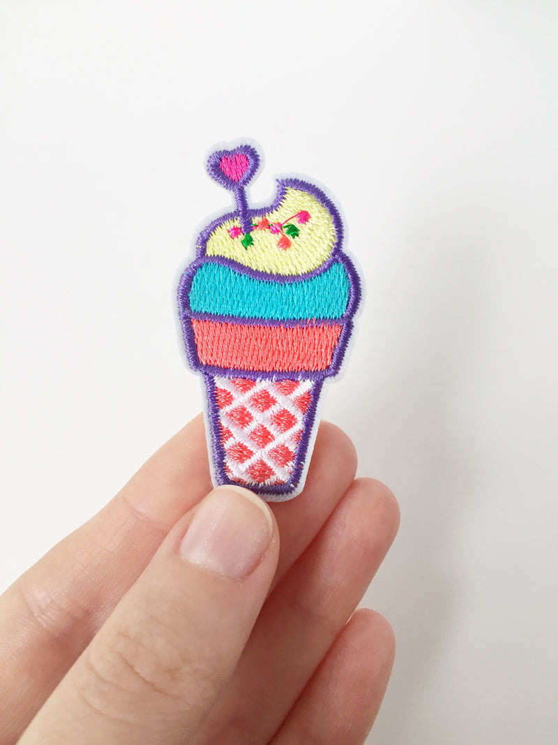 Ice-cream Sundae Iron-on Patch, Dessert Applique