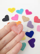20 x Multicoloured Small Embroidered Heart Iron-on Patches