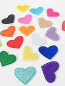 20 x Multicoloured Small Embroidered Heart Iron-on Patches