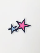 Tiny Stars Iron-on Patch, Embroidered Pink and Blue Star Badge