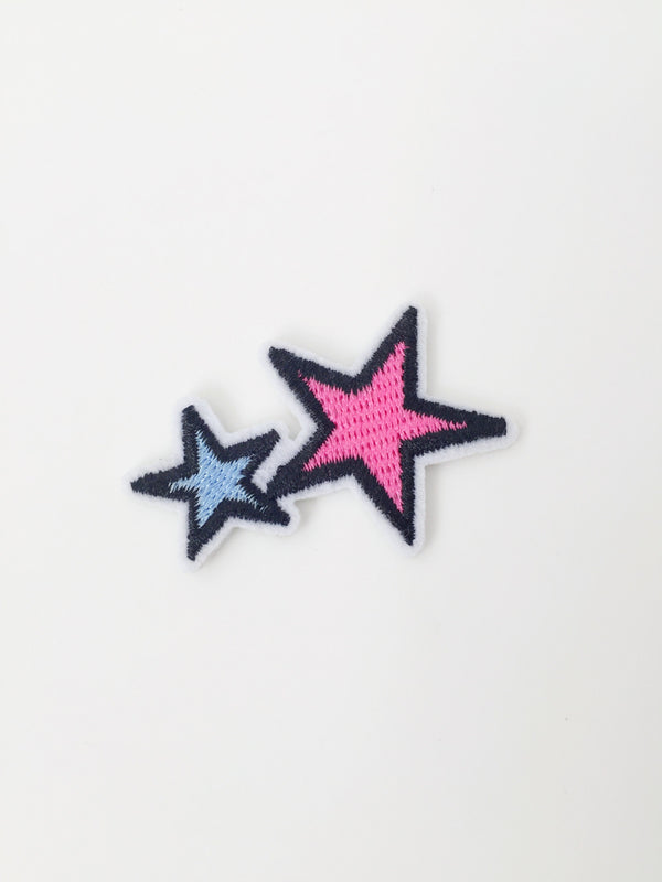 Tiny Stars Iron-on Patch, Embroidered Pink and Blue Star Badge