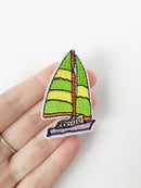 Sail Iron-on Patch, Embroidered Yacht Motif