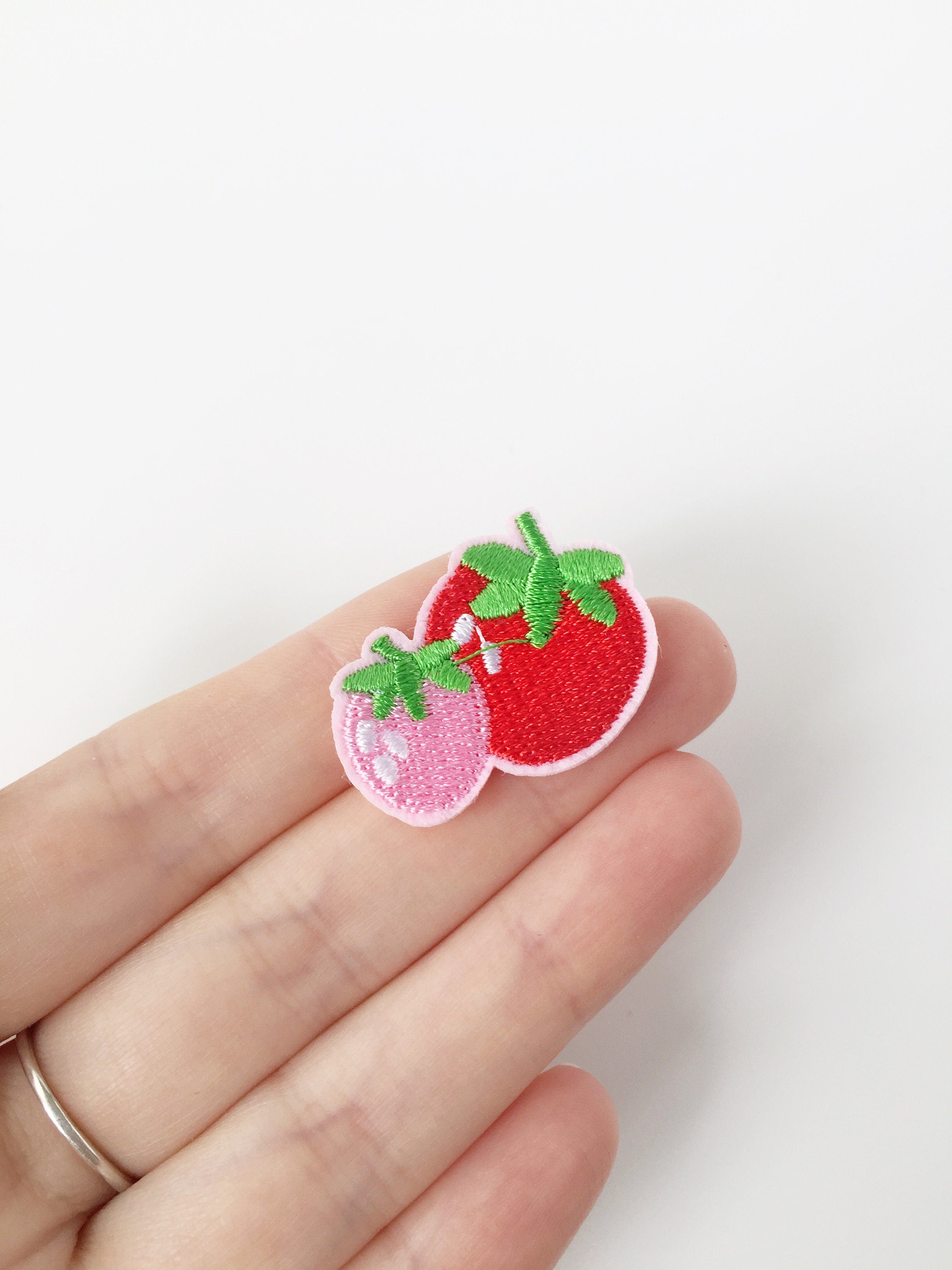 Mini Berries Iron-on Patch, Embroidered Strawberry Applique