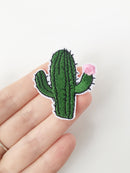 Blooming Cactus Iron-on Patch, Flowering Succulent Embroidery Motif