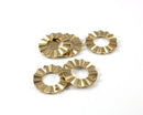 4 x Raw Brass Ribbed Circle Pendant/Connectors, 18mm (C0446)