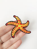 Starfish Iron-on Patch, Embroidered Starfish Applique