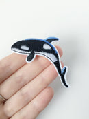 Orca Iron-on Patch, Embroidered Orca Whale Applique
