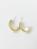 1 pair x Gold Plated Oval Hoop Studs with Loops (1903)