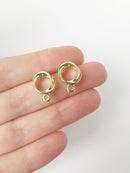 1 pair x Gold Plated Twisted Hoop Earring Studs with Loops (1902)