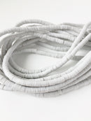 1 strand x 4mm Pastel Grey Polymer Clay Disc Beads, Vinyl Heishi Beads (1775)