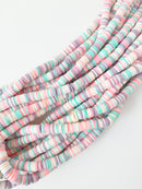 1 strand x 6mm Multicolour Polymer Clay Disc Beads, Vinyl Heishi Beads (1767)