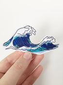 Ocean Wave Iron-on Patch, Wave Embroidery Applique