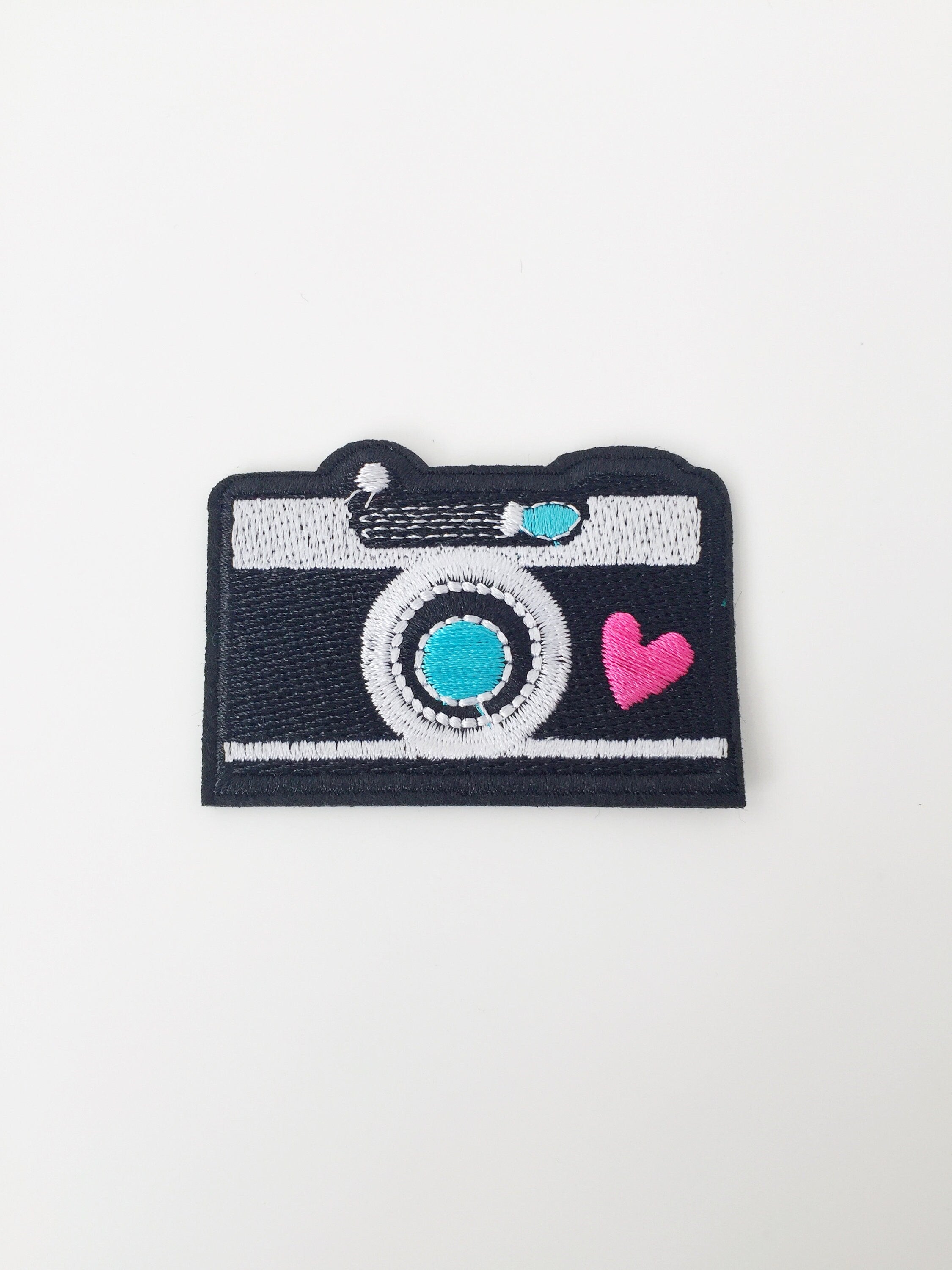 Photo Camera Iron-on Patch, Black Photo Camera Embroidery