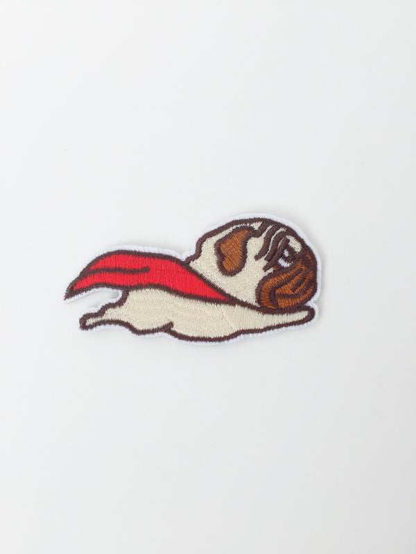 Superdog Iron-on Patch, Embroidered Pug Motif