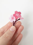 Pink Sakura Iron-on Patch, Embroidered Cherry Blossom Badge