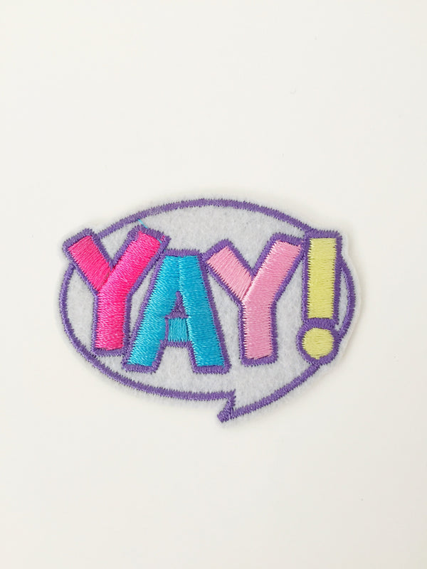 Yay Iron-on Patch, Embroidered Positivity Badge