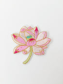 Lotus Iron-on Patch, Embroidered Lotus Flower Badge