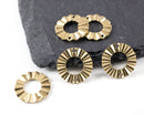 4 x Raw Brass Ribbed Circle Pendant/Connectors, 18mm (C0446)