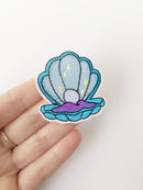 Pearl Shell Iron-on Patch, Ocean Lover Gift, Seashell Applique