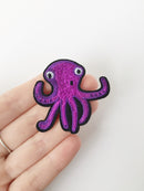 Cute Purple Octopus Iron-on Patch, Sea Animal Applique