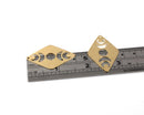 2 x Raw Brass Cut-out Moon Phase Rhombus Pendants, 40x26mm (C0075)